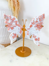Load image into Gallery viewer, Druzy Pink Agate Butterfly on Gold Stand #1