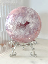 Load image into Gallery viewer, Pink Amethyst Flower Agate Druzy Sphere & Stand
