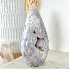 Load image into Gallery viewer, Blue Flower Agate Druzy Flame Freeform