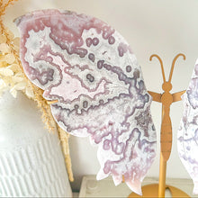 Load image into Gallery viewer, Rare Lavender Pink Amethyst Flower Agate Butterfly & Stand
