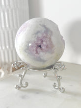 Load image into Gallery viewer, AAA+ Rare Pink Amethyst Flower Agate Sugar Druzy Sphere & Stand
