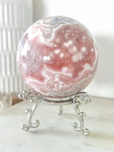 Load image into Gallery viewer, Pink Amethyst Flower Agate Druzy Sphere & Stand