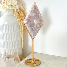 Load image into Gallery viewer, Pink Amethyst Flower Agate Druzy Diamond &amp; Stand
