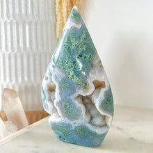 Load image into Gallery viewer, Moss Agate Druzy Flame Freeform