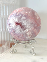 Load image into Gallery viewer, Pink Amethyst Flower Agate Druzy Sphere & Stand