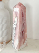 Load image into Gallery viewer, RARE Pink Amethyst x Lace Agate Druzy Tower