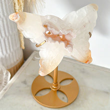 Load image into Gallery viewer, Flower Agate Druzy Quartz Butterfly & Stand