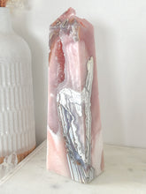 Load image into Gallery viewer, RARE Pink Amethyst x Lace Agate Druzy Tower