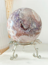 Load image into Gallery viewer, Pink Amethyst Flower Agate Druzy Sphere & Stand