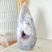 Load image into Gallery viewer, Blue Flower Agate Druzy Flame Freeform
