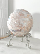 Load image into Gallery viewer, RARE Pink Amethyst Flower Agate Sugar Druzy Sphere & Stand