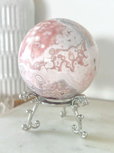 Load image into Gallery viewer, Pink Amethyst Flower Agate Druzy Sphere & Stand