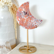 Load image into Gallery viewer, Pink Agate Druzy Moon &amp; Stand
