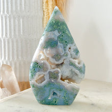 Load image into Gallery viewer, Moss Agate Druzy Flame Freeform