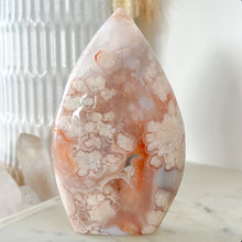 Load image into Gallery viewer, Peach Flower Agate Druzy Flame Freeform
