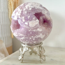 Load image into Gallery viewer, AAA+ Pink Amethyst Flower Agate Druzy Sphere & Stand