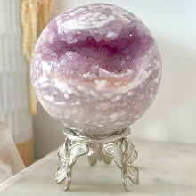 Load image into Gallery viewer, AAA+ Pink Amethyst Flower Agate Druzy Sphere & Stand