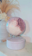 Load and play video in Gallery viewer, 2.2kg Pink Amethyst Druzy Sphere & Dragonfly Stand