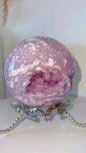 Load and play video in Gallery viewer, AA+ Lilac Pink Amethyst Flower Agate Sphere & Stand