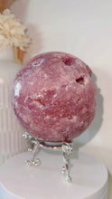 Load and play video in Gallery viewer, Pink Amethyst Druzy Sphere & Stand