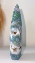 Load and play video in Gallery viewer, Moss Agate Druzy Flame Freeform