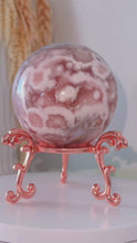 Load and play video in Gallery viewer, Pink Amethyst Flower Agate Druzy Sphere & Stand