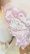 Load and play video in Gallery viewer, Rare Lavender Pink Amethyst Flower Agate Butterfly & Stand