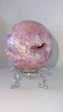 Load and play video in Gallery viewer, Pink Amethyst Flower Agate Druzy Sphere & Stand