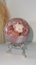 Load and play video in Gallery viewer, Pink Amethyst Flower Agate Sphere &amp; Stand
