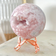 Load image into Gallery viewer, Pink Amethyst Druzy Sphere &amp; Stand
