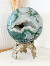 Load image into Gallery viewer, Moss Agate Druzy Sphere
