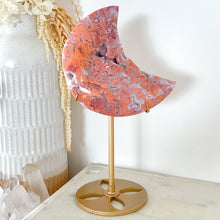 Load image into Gallery viewer, Pink Agate Druzy Moon &amp; Stand

