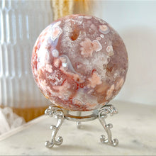 Load image into Gallery viewer, Flower Agate Druzy Quartz Sphere &amp; Stand
