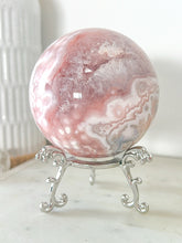 Load image into Gallery viewer, Pink Amethyst Flower Agate Druzy Sphere &amp; Stand
