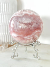 Load image into Gallery viewer, Pink Amethyst Flower Agate Druzy Sphere &amp; Stand
