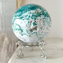 Load image into Gallery viewer, Moss Agate Druzy Sphere &amp; Stand
