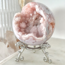 Load image into Gallery viewer, Pink Amethyst Flower Agate Druzy Sphere &amp; Stand
