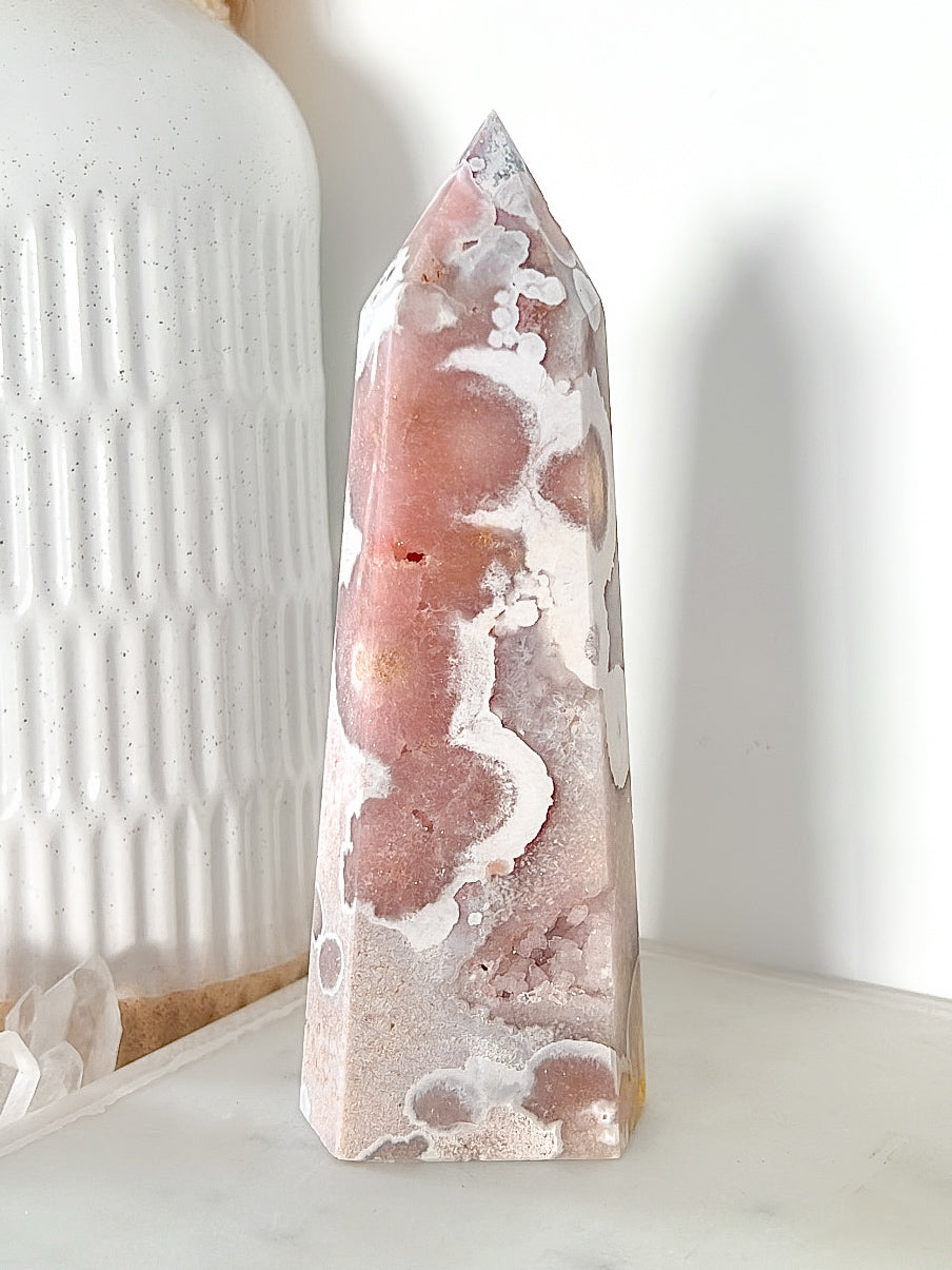 Pink Amethyst Flower Agate Tower