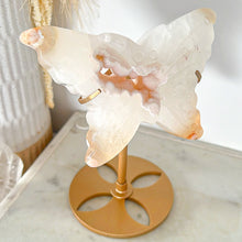 Load image into Gallery viewer, Flower Agate Druzy Quartz Butterfly &amp; Stand
