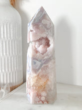 Load image into Gallery viewer, Pink Amethyst Flower Agate Druzy Tower
