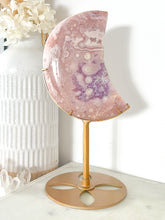 Load image into Gallery viewer, Pink &amp; Purple Amethyst Druzy Moon &amp; Stand
