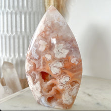 Load image into Gallery viewer, Peach Flower Agate Druzy Flame Freeform
