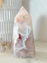 Load image into Gallery viewer, RARE Flower Agate Druzy Quartz Tower
