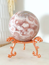 Load image into Gallery viewer, Pink Amethyst Flower Agate Druzy Sphere &amp; Stand

