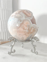 Load image into Gallery viewer, RARE Pink Amethyst Flower Agate Sugar Druzy Sphere &amp; Stand
