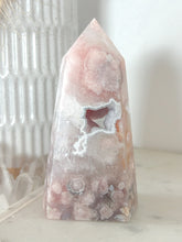 Load image into Gallery viewer, RARE Flower Agate Druzy Quartz Tower
