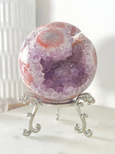 Load image into Gallery viewer, Pink &amp; Purple Amethyst Druzy Sphere &amp; Stand
