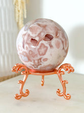 Load image into Gallery viewer, Pink Amethyst Flower Agate Druzy Sphere &amp; Stand

