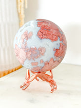 Load image into Gallery viewer, Druzy Pink Agate Sphere with Rose Butterfly Stand

