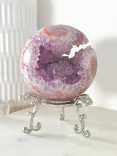 Load image into Gallery viewer, Pink &amp; Purple Amethyst Druzy Sphere &amp; Stand
